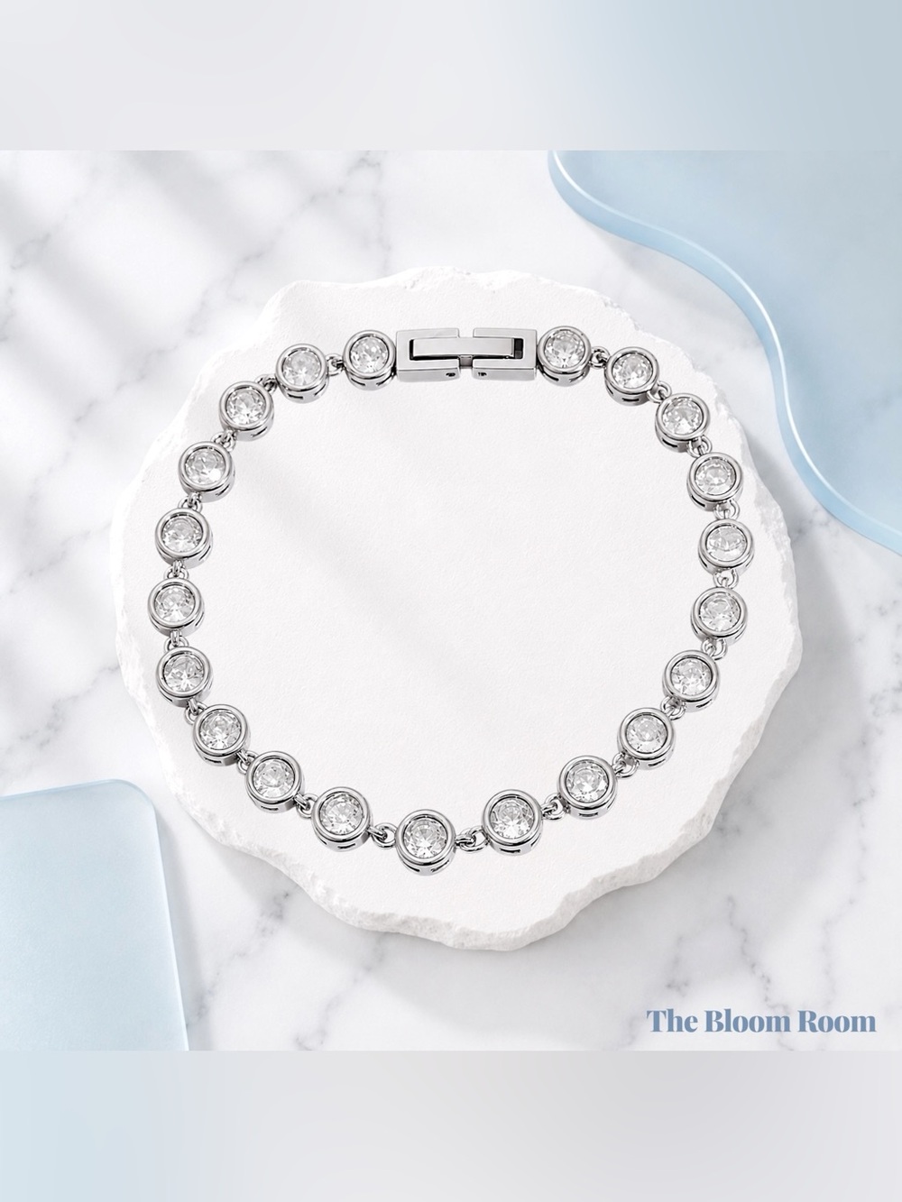 Rosemary Glow Tennis Bracelet | Silver White Pavé | 18K Gold Plated